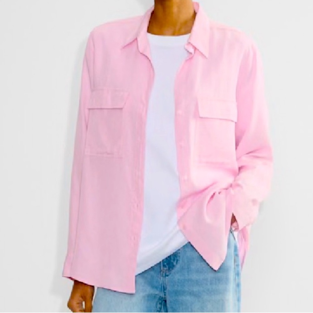 -The Group Babaton Pink L/S Button Shirt #TSX0-2022-21- Small As Is